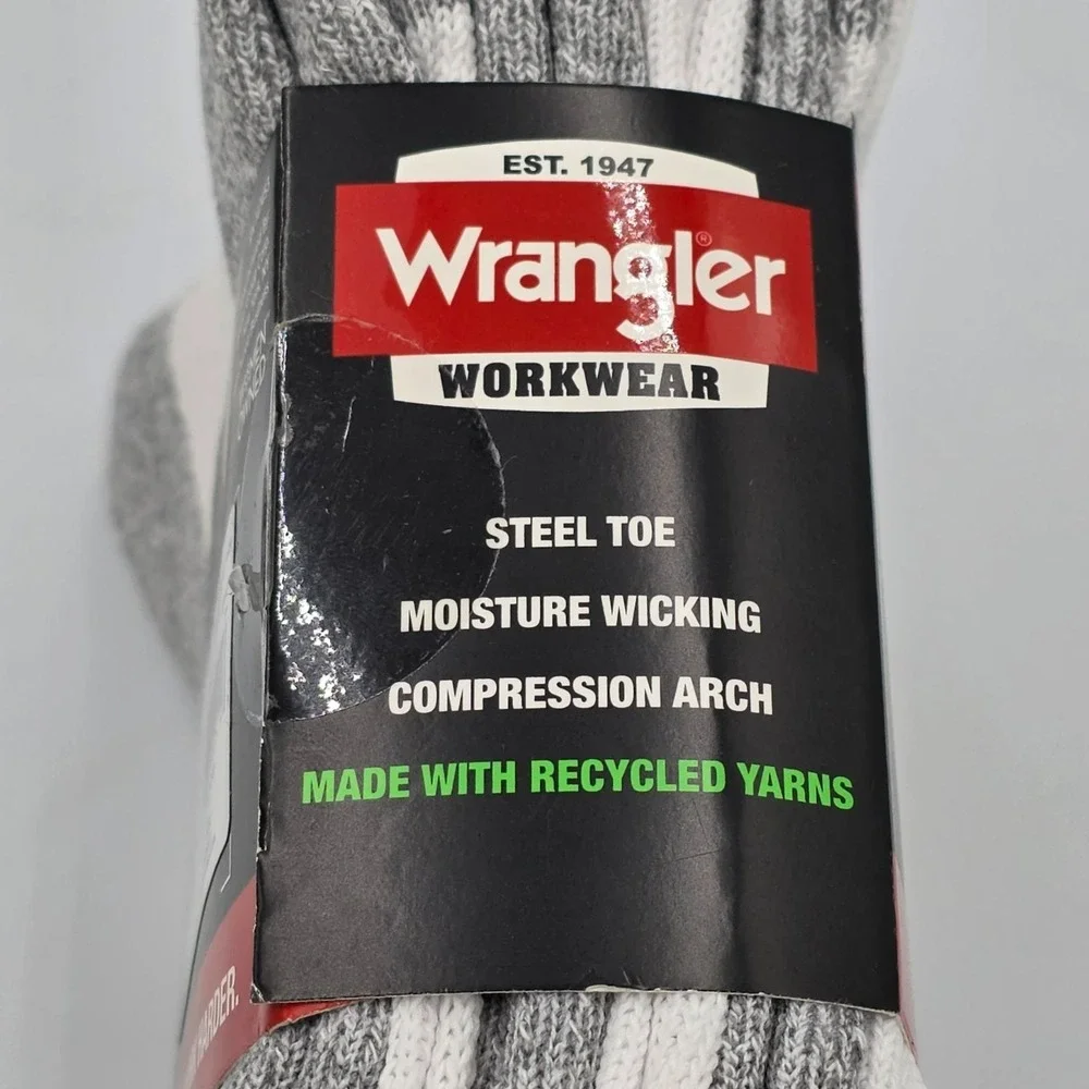 Wrangler Men's 6 Pack Cushion Crew Work Socks Big & Tall Size 12-15 White NEW